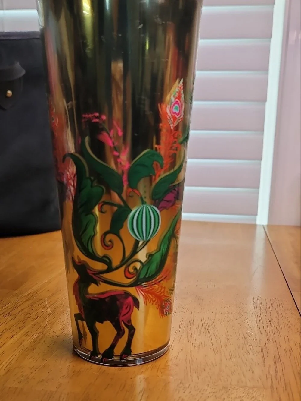 Starbucks 2024 Holiday Gold Mirror Ornament Floral cold cup tumbler (24 oz)